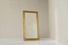 Large Art Deco Mirror in Patinated Brass with Facetted Mirror Glass 1960s - 4395635