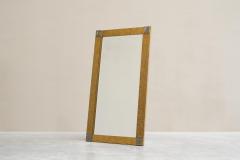 Large Art Deco Mirror in Patinated Brass with Facetted Mirror Glass 1960s - 4395773