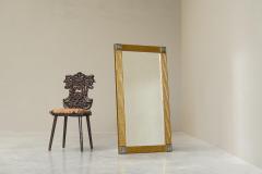 Large Art Deco Mirror in Patinated Brass with Facetted Mirror Glass 1960s - 4395789