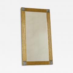 Large Art Deco Mirror in Patinated Brass with Facetted Mirror Glass 1960s - 4396920