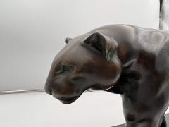 Large Art Deco Panther Sculpture by Rules Bronze Marble France circa 1930 - 2856958