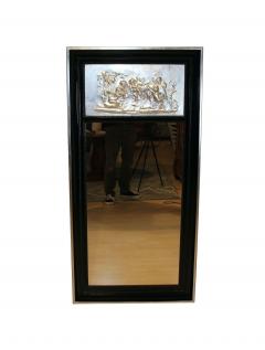 Large Art Deco Pillar Mirror Black Lacquer and Silver Leaf France circa 1920 - 2903405