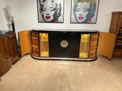 Large Art Deco Sideboard Black Lacquer Maple Lighting France circa 1930 - 3921428