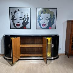 Large Art Deco Sideboard Black Lacquer Maple Lighting France circa 1930 - 3921435