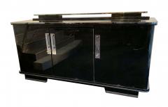 Large Art Deco Sideboard Black Lacquer and Nickel Germany circa 1930 - 1314408