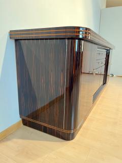 Large Art Deco Sideboard Macassar Ebony Maple Chrome France circa 1930 - 4267808