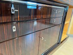 Large Art Deco Sideboard Macassar Ebony Maple Chrome France circa 1930 - 4267812
