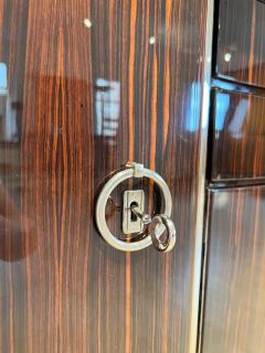 Large Art Deco Sideboard Macassar Ebony Maple Chrome France circa 1930 - 4267813