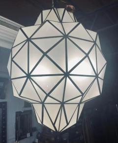 Large Art Deco White Milk Chandelier Pendant or Lantern in Dome Shape - 2917825