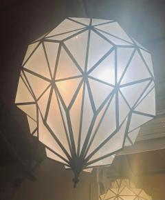 Large Art Deco White Milk Chandelier Pendant or Lantern in Dome Shape - 2917826