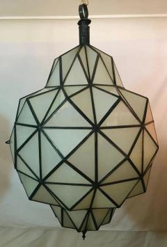 Large Art Deco White Milk Chandelier Pendant or Lantern in Dome Shape - 2917830