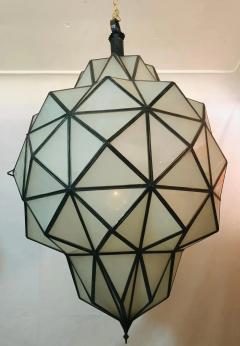 Large Art Deco White Milk Chandelier Pendant or Lantern in Dome Shape - 2917831