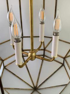 Large Art Deco White Milk Glass Chandelier Pendant or Lantern - 2867107