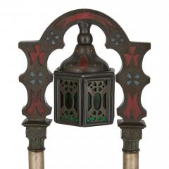 Large Austrian Islamic style cold painted bronze lamp - 3530674