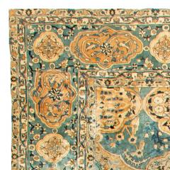 Large Authentic Kirman Botanic Blue Brown Handmade Wool Rug - 2447637