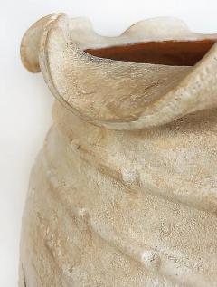 Large Balinese Scalloped Lip Unglazed Terracotta Planter White Washed Finish - 4147058