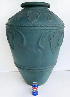 Large Balinese Teal Maja Statement Terracotta Planter Urn - 4146974