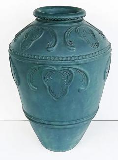 Large Balinese Teal Maja Statement Terracotta Planter Urn - 4146985