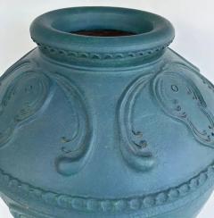 Large Balinese Teal Maja Statement Terracotta Planter Urn - 4147015