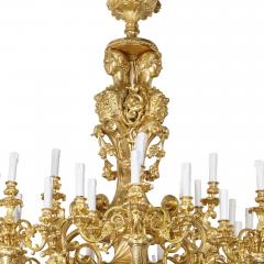 Large Baroque style gilt bronze eighteen light chandelier - 1481551