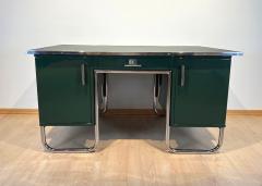 Large Bauhaus Desk Steeltube Green Lacquer Germany circa 1925 - 4264567