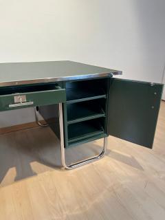 Large Bauhaus Desk Steeltube Green Lacquer Germany circa 1925 - 4264571