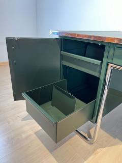 Large Bauhaus Desk Steeltube Green Lacquer Germany circa 1925 - 4264574