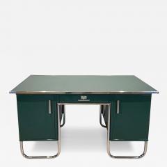Large Bauhaus Desk Steeltube Green Lacquer Germany circa 1925 - 4267122