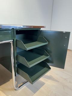 Large Bauhaus Partners Desk Green Lacquer Metal Steeltube Germany circa 1930 - 3332443