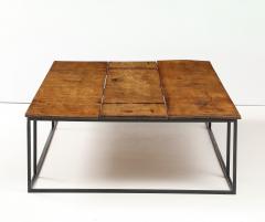 Large Belgian Lemon Wood Coffee Table with Hand Made Blackened Base - 4719328