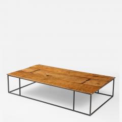 Large Belgian Lemon Wood Coffee Table with Hand Made Blackened Base - 4719370