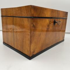 Large Biedermeier Box or Chest Walnut Veneer Brass South Germany circa 1820 - 3881694