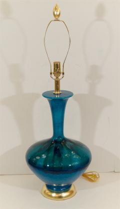 Large Blue Drip Glaze Table Lamp with Gold Leaf - 235278