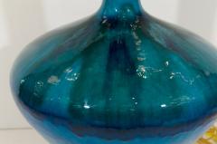 Large Blue Drip Glaze Table Lamp with Gold Leaf - 235280