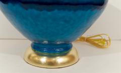 Large Blue Drip Glaze Table Lamp with Gold Leaf - 235282