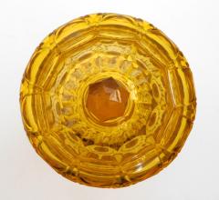 Large Bohemian Cut Crystal Amber colored Covered Jar - 1839860