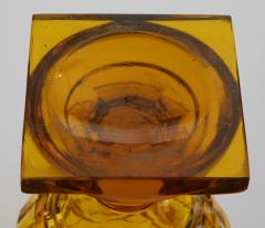 Large Bohemian Cut Crystal Amber colored Covered Jar - 1839861