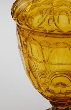 Large Bohemian Cut Crystal Amber colored Covered Jar - 1839865