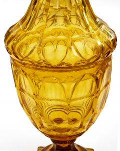 Large Bohemian Cut Crystal Amber colored Covered Jar - 1839870