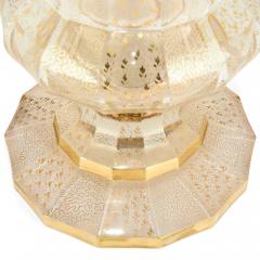 Large Bohemian green and clear glass vase or goblet - 4584887