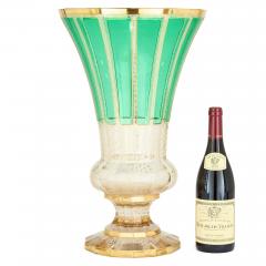 Large Bohemian green and clear glass vase or goblet - 4584890