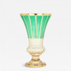 Large Bohemian green and clear glass vase or goblet - 4585024