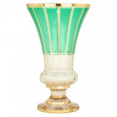 Large Bohemian green and clear glass vase or goblet - 4585033