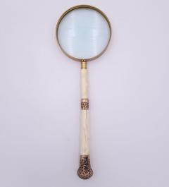 Large Bone and 9K Gold Magnifying Glass England circa 1920 - 3928132