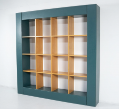 Large Bookcase Loop by Pierluigi Molinari Wood and Leather Italy 1990s - 4114101