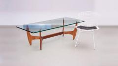 Large Brazilian Midcentury Coffee Table with Thick Glass Top - 593493