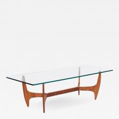 Large Brazilian Midcentury Coffee Table with Thick Glass Top - 595449