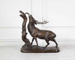 Large Bronze Animal Group Rutting Stag Late 19th Century - 4737327