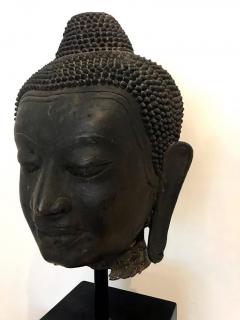 Large Bronze Buddha Head with Stand Thailand - 343266