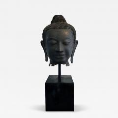 Large Bronze Buddha Head with Stand Thailand - 343656